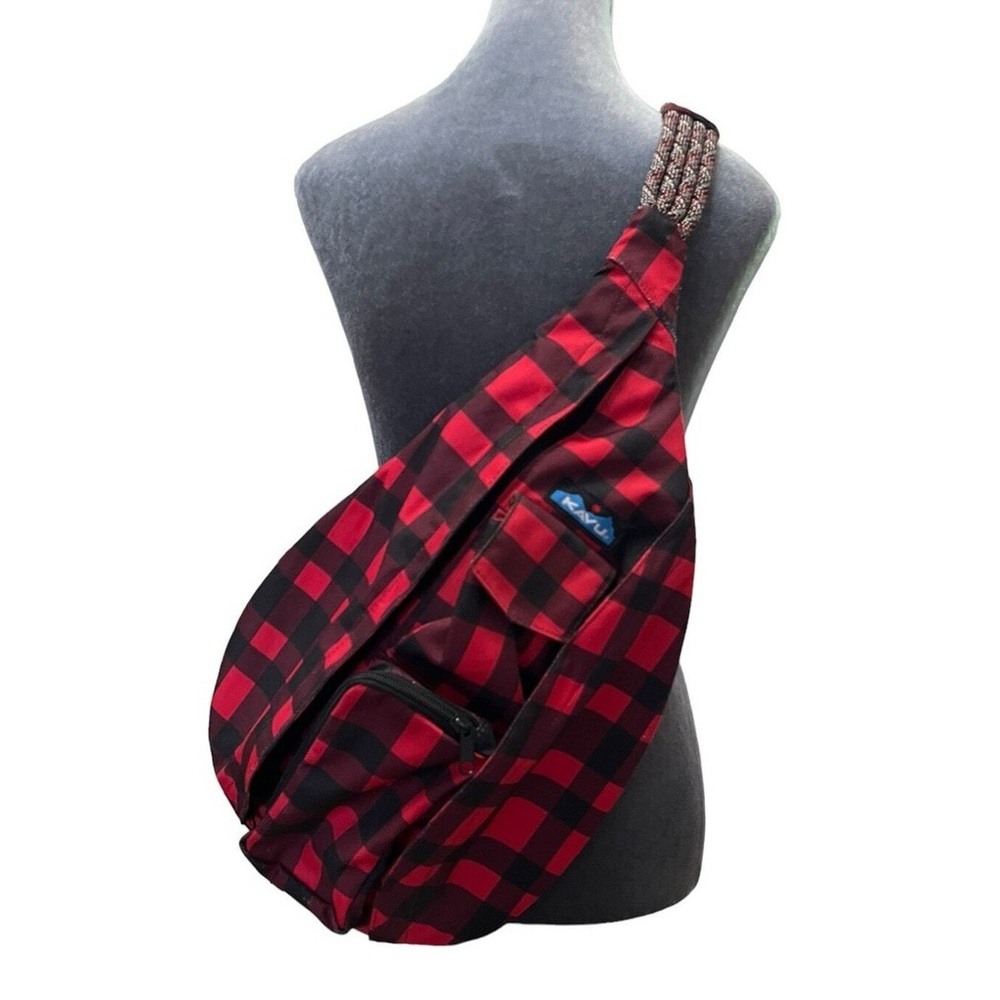 Kavu Rope Sling Red and Black Checkered lumberjack snack backpack